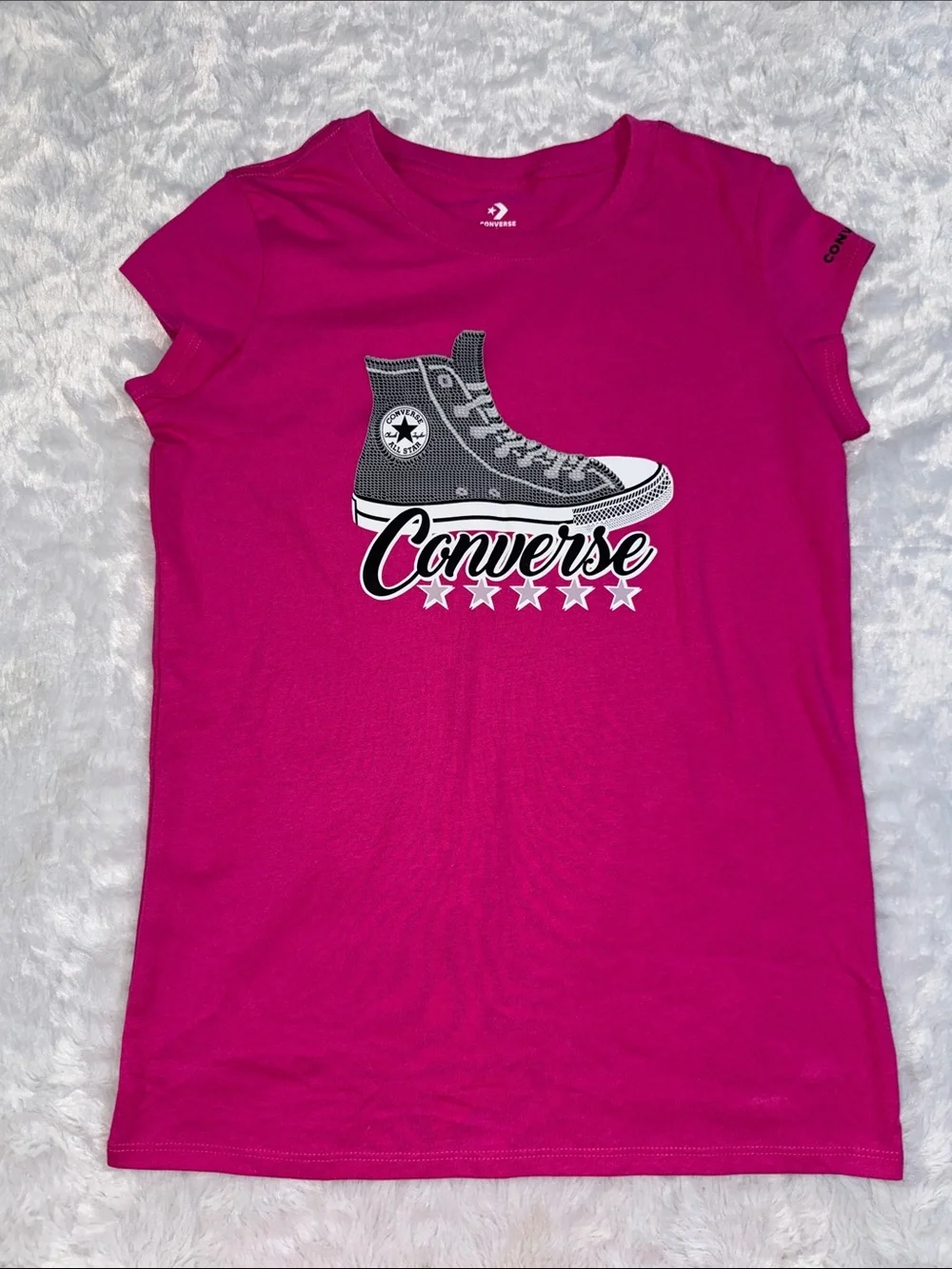 Converse Girls' Pink Short Sleeve Tee with Sneaker Graphic